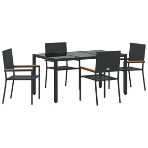vidaXL Ensemble de salle à manger pour jardin 5 Pièces Noir polyrotin