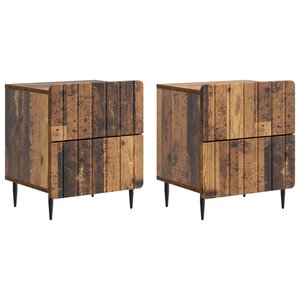vidaXL Cabinet de chevet 2 Pièces Bois ancien 43 x 34 5 x 49 5 cm