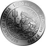 Monnaie POSEIDON 1/500 Oz Platine 25$ Liberia 2026 (PRÉCOMMANDE)