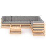 vidaXL Salon de jardin 8 Pièces avec coussins Bois de pin massif