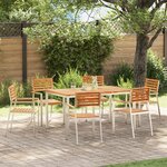 vidaXL Ensemble de Salle à Manger de Jardin de 7 Pièces en Bois Massif de Teck