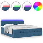 VidaXL Cadre de lit ottoman avec matelas bleu foncé 180x200 cm velours