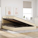 vidaXL Lit de rangement LED avec matelas Crème 200 x 200 cm Tissu