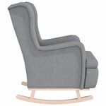 vidaXL Fauteuil avec pieds à bascule en bois d'hévéa Gris clair Tissu