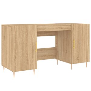 Bureau table poste de travail meuble d'ordinateur informatique étude chêne sonoma 140 x 50 x 75 cm bois d'ingénierie brun 02_0023652