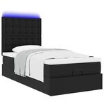 VidaXL Cadre de lit ottoman avec matelas noir 100x200 cm similicuir