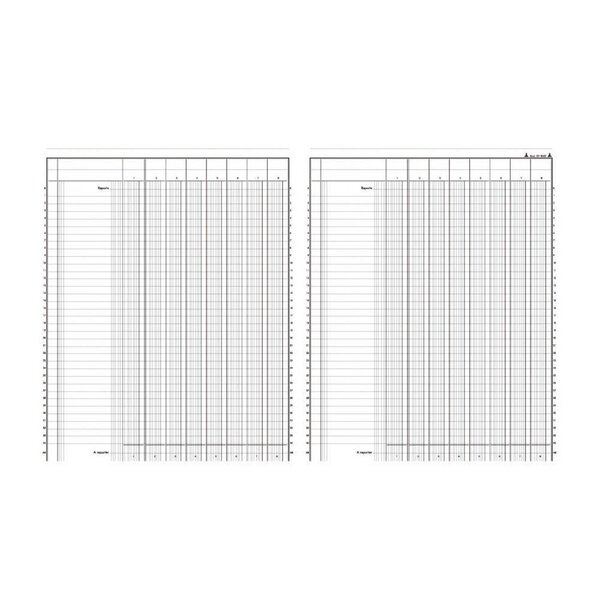 Registre comptable à colonnes 31,5 x 24,5 cm - 8 colonnes par page