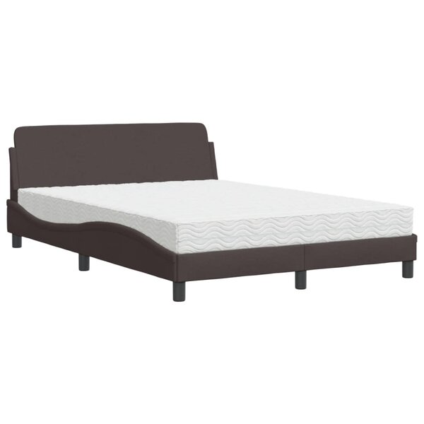 vidaXL Lit avec matelas Dover marron foncé 120x200 cm tissu
