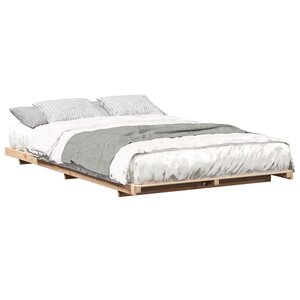vidaXL Cadre de lit surélevé Marron 135 x 190 cm Bois massif en pin
