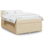 vidaXL Sommier à lattes de lit avec matelas Crème 140x200 cm Tissu