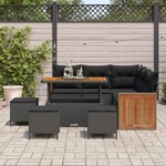 vidaXL Ensemble de canapé de jardin avec coussin 9 Pièces Noir