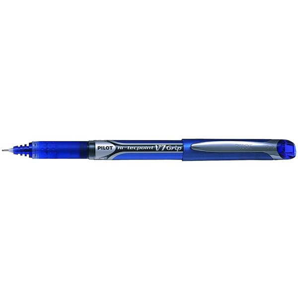 Stylo roller à encre Hi-Tecpoint V7 Grip Pointe Moyenne Bleu x 12 PILOT