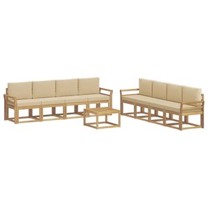 vidaXL Ensemble de canapés d'extérieur 9 Pièces Blanc et Beige