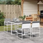 vidaXL Ensemble à manger de jardin avec coussins 5 Pièces blanc textilène