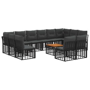 vidaXL Ensemble de canapés d'extérieur 13 Pièces Noir et Gris foncé