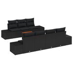 vidaXL Ensemble de canapé de jardin de 8 pièces avec coussins en poly rotin noir et acacia