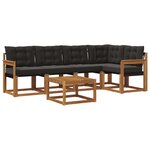 vidaXL Ensemble de canapés d'extérieur 6 pc Naturel et Noir