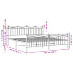 vidaXL Cadre de lit métal sans matelas avec pied de lit noir 180x200cm
