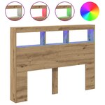 vidaXL Armoire tête de lit avec LED chêne artisanal 140x17x102 cm