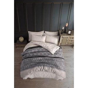 Parure de lit - housse de couette 220 x 240 + 2 taies d'oreiller 60 x 60  65  coton- Gris
