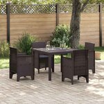 vidaXL Ensemble de salle à manger pour jardin 5 Pièces Marron Rattan Polt
