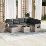 vidaXL Salon de jardin 8 Pièces avec coussins gris clair résine tressée