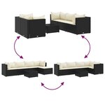 vidaXL Salon de jardin 6 Pièces avec coussins Noir Résine tressée