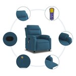 vidaXL Fauteuil inclinable de massage bleu velours