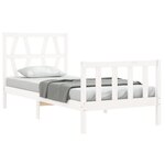 vidaXL Cadre de lit avec tête de lit blanc simple bois massif