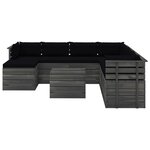 vidaXL Salon palette de jardin 9 Pièces avec coussins Bois de pin massif