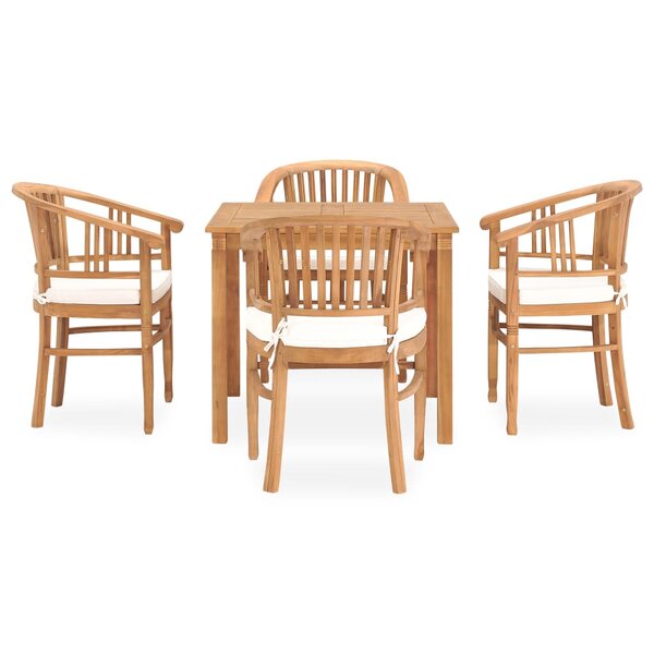 vidaXL Ensemble à manger de jardin 5Pièces avec coussins bois teck solide
