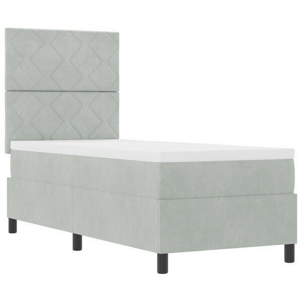 Lit Box Spring vidaXL avec Matelas & Lumière LED Gris Clair 80x200 cm Velours