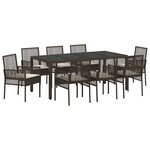 vidaXL Ensemble de salle à manger pour jardin 9 Pièces Marron