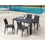 Lot de 4 Chaises de jardin Clio - En résine tressée - 55 x 46 x 85 cm - Gris anthracite