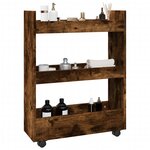 vidaXL Chariot de rangement étroit 3 niveaux chêne fumé