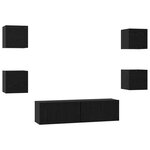 vidaXL Ensemble meuble TV 6 Pièces Chêne Noir Moyen 120 x 30 x 30 cm