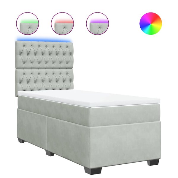 vidaXL Sommier à lattes de lit et matelas Gris clair 90x200 cm Velours