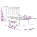 vidaXL Cadre de lit Chêne fumé 135 x 190 cm Bois Ingénierie