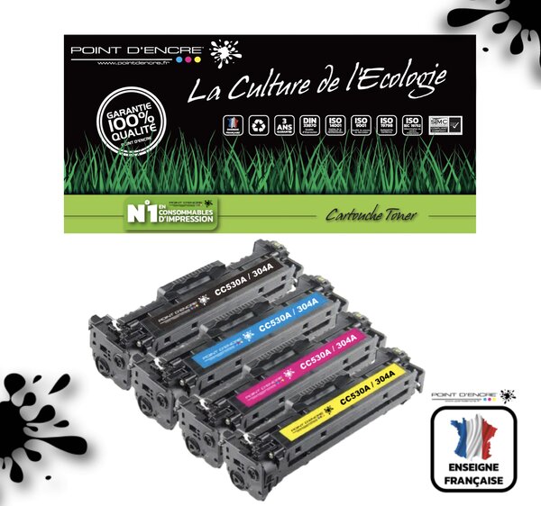 304A / CC530A - NOIR / CYAN / MAGENTA / JAUNE - Grande capacité