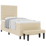 vidaXL Lit à ressorts avec tête de lit Crème 90 x 190 cm tissu