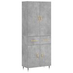 vidaXL Buffet haut Gris béton 69 5x34x180 cm Bois d'ingénierie