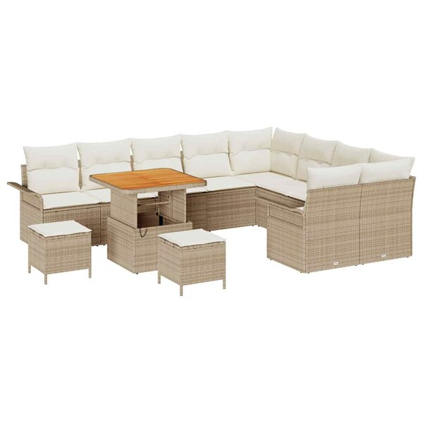 vidaXL Ensemble de canapé de jardin avec coussin 12 Pièces Beige et crème