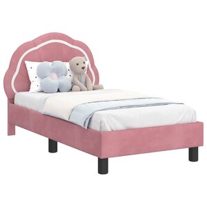 vidaXL Cadre de lit pour tout-petit avec tête de lit Rose 70 x 140 cm