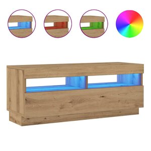 vidaXL Meuble TV avec lumières LED chêne artisanal bois d'ingénierie