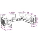 vidaXL Ensemble de canapé de jardin avec coussin 10 Pièces Noir Aluminium
