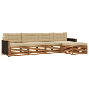 vidaXL Ensemble de canapés d'extérieur 5 Pièces Naturel et Beige
