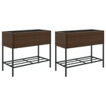vidaXL Jardinières avec étagère 2 Pièces brun 90x40x75 cm résine tressée