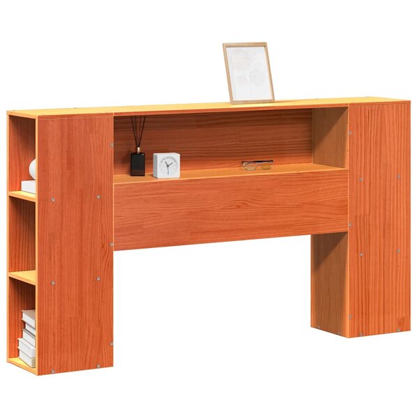 vidaXL Tête de lit avec rangement cire marron 150cm bois massif de pin