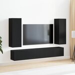 vidaXL Ensemble TV mural en chêne noir en 5 pièces