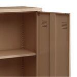 Casier de bureau armoire meuble de rangement pour bureau atelier chambre acier de bureau métallique à 2 portes 90 x 80 x 33 cm marron clair mat 03_0006340